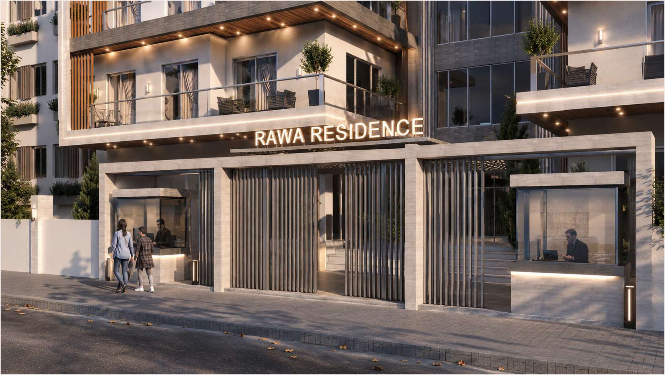 Rawa Residence angled view at dusk