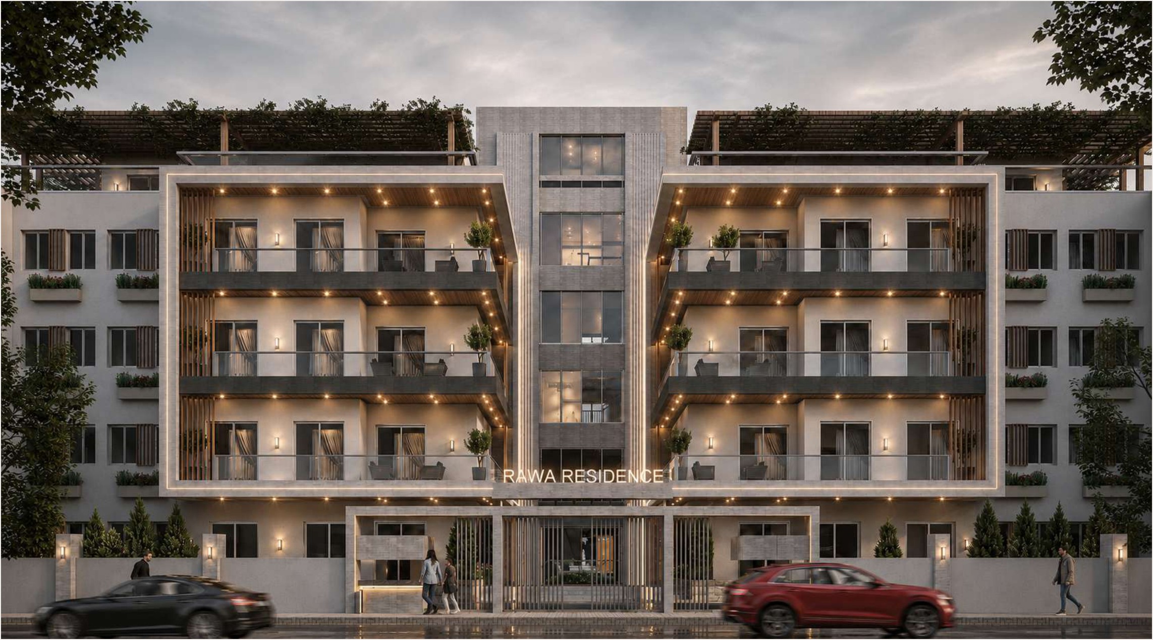 Rawa Residence front elevation — day view